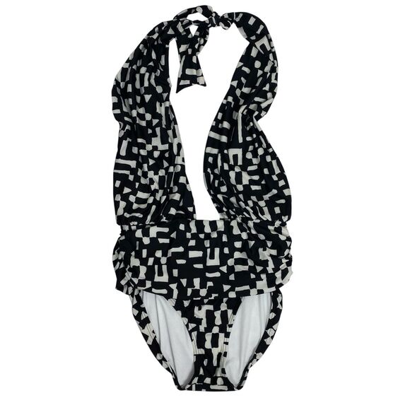 Banana Republic Womens Sz Large Halter Twisted Knot Black One-Piece Swimsuit - Picture 2 of 8